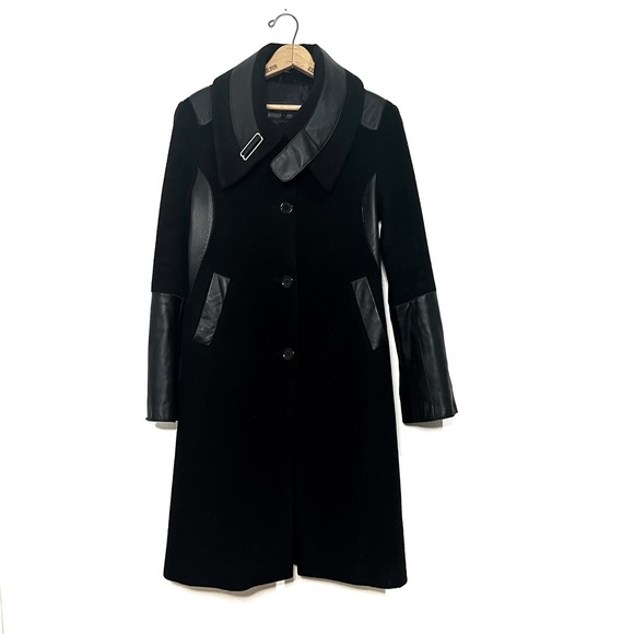 RUDSAK Jackets & Blazers - RUDSAK Black Wool Trench Coat with Leather Trim